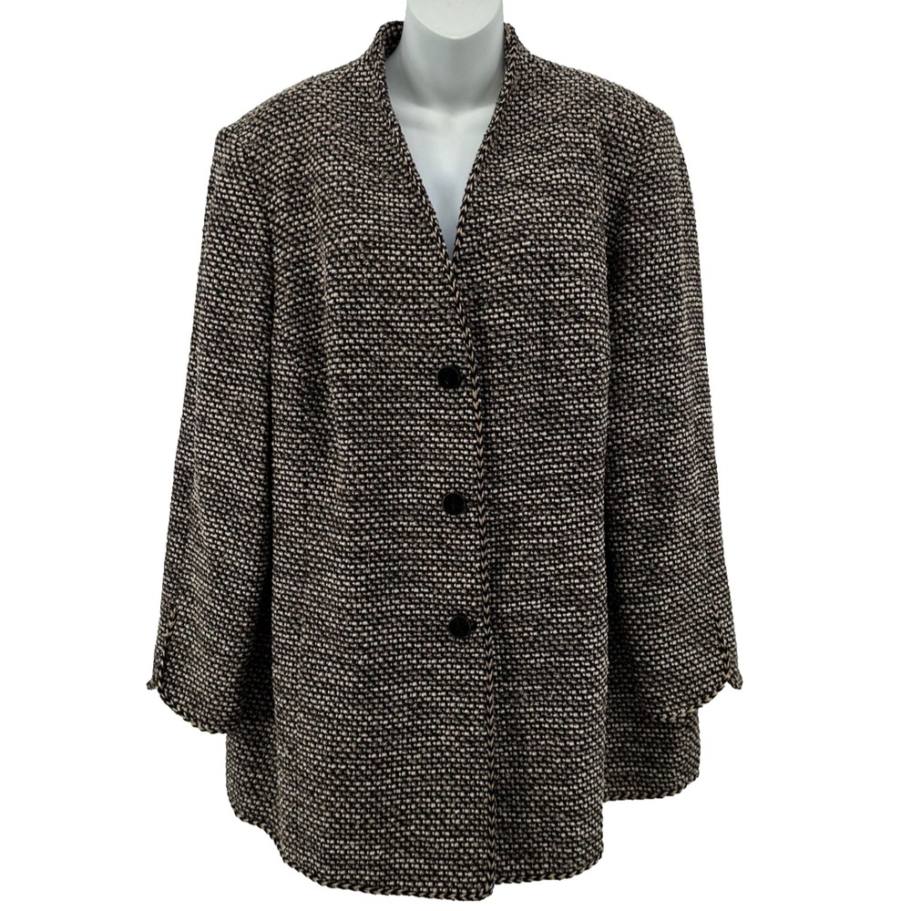 Dana Buchman Jacket Blazer Size 18 Women's Textured Tweed Wool Blend
